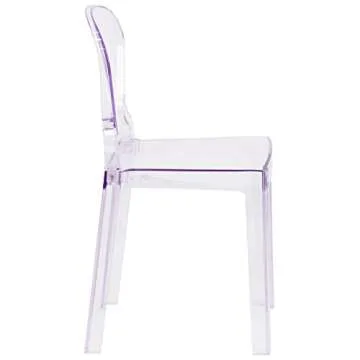 Flash Furniture Theo Ghost Chair with Tear Back in Transparent Crystal