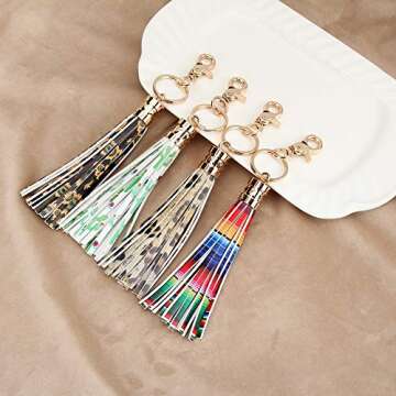 Leather Leopard Tassel Keychain for Women Bag Charm Accessories for Key Handbag Purse Phone Wallet Unique Gift