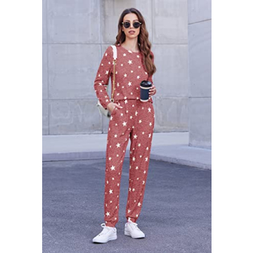 Ekouaer Women's Pajama Set Soft Star Print Lounge Wear