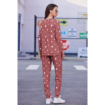 Ekouaer Women's Pajama Set Soft Star Print Lounge Wear