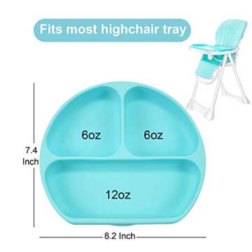 PandaEar Silicone Suction Divided Plate for Toddlers | Dishwasher Microwave Oven Safe | Stay Put Bab...