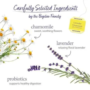 Bigelow Tea Lavender Chamomile Plus Probiotics Herbal Tea, Caffeine Free with Lavender Chamomile, 18 Count Box (Pack of 6), 108 Total Tea Bags