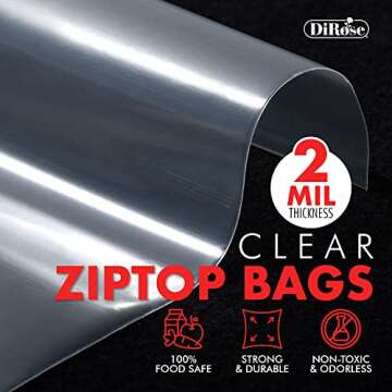 Durable Resealable Clear Zip Bags by DiRose - 100 Pack