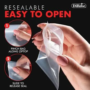 Durable Resealable Clear Zip Bags by DiRose - 100 Pack