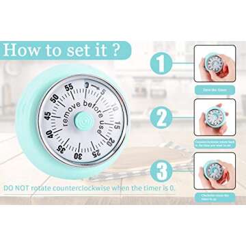 Eco-Friendly Mechanical Kitchen Timer with Magnetic Back