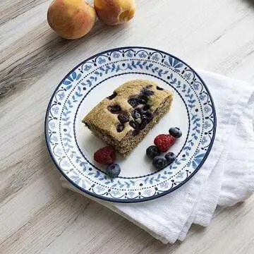 Corelle Vitrelle 6 PIECE Dinner Plates Set, Triple Layer Glass and Chip Resistant, Lightweight Round Plates, Portofino