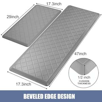 WEZVIX Cushioned Kitchen Mat 2 PCS, Anti Fatigue Kitchen Rugs, Heavy Duty Kitchen Rugs and Mats Non-...