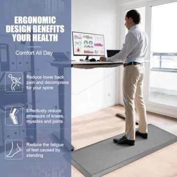 WEZVIX Cushioned Kitchen Mat 2 PCS, Anti Fatigue Kitchen Rugs, Heavy Duty Kitchen Rugs and Mats Non-Skid, Ergonomic Comfort Foam Kitchen Floor Mat for Home, Office, Sink, Laundry - Grey