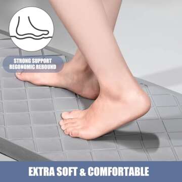 WEZVIX Cushioned Kitchen Mat 2 PCS, Anti Fatigue Kitchen Rugs, Heavy Duty Kitchen Rugs and Mats Non-Skid, Ergonomic Comfort Foam Kitchen Floor Mat for Home, Office, Sink, Laundry - Grey