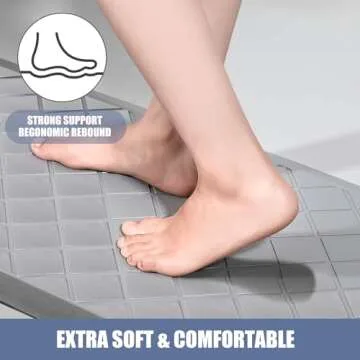 WEZVIX Cushioned Kitchen Mat 2 PCS, Anti Fatigue Kitchen Rugs, Heavy Duty Kitchen Rugs and Mats Non-Skid, Ergonomic Comfort Foam Kitchen Floor Mat for Home, Office, Sink, Laundry - Grey