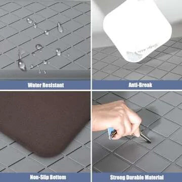 WEZVIX Cushioned Kitchen Mat 2 PCS, Anti Fatigue Kitchen Rugs, Heavy Duty Kitchen Rugs and Mats Non-Skid, Ergonomic Comfort Foam Kitchen Floor Mat for Home, Office, Sink, Laundry - Grey