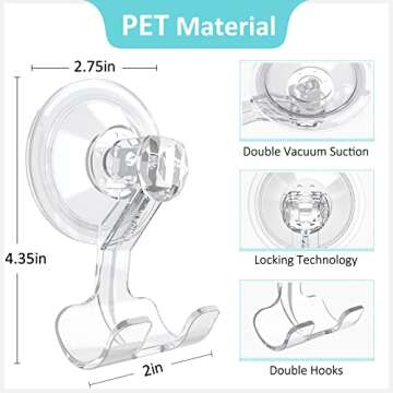 VIS'V Suction Cup Razor Holder, Clear Suction Razor Hooks Shower Wall Removable Reusable Suction Razor Hanger Bathroom Blade Shaver Holder for Men and Women 2 Pcs