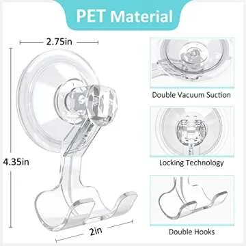 VIS'V Suction Cup Razor Holder, Clear Suction Razor Hooks Shower Wall Removable Reusable Suction Razor Hanger Bathroom Blade Shaver Holder for Men and Women 2 Pcs