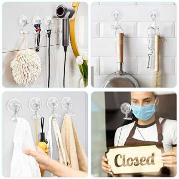 VIS'V Suction Cup Razor Holder, Clear Suction Razor Hooks Shower Wall Removable Reusable Suction Razor Hanger Bathroom Blade Shaver Holder for Men and Women 2 Pcs