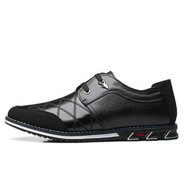 COSIDRAM Men Casual Shoes Sneakers Loafers Breathable Comfort Walking Shoes Fashion Driving Shoes Luxury Black Blue Leather Shoes for Male Business Work Office Dress Outdoor