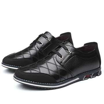 COSIDRAM Men Casual Shoes Sneakers Loafers Breathable Comfort Walking Shoes Fashion Driving Shoes Luxury Black Blue Leather Shoes for Male Business Work Office Dress Outdoor