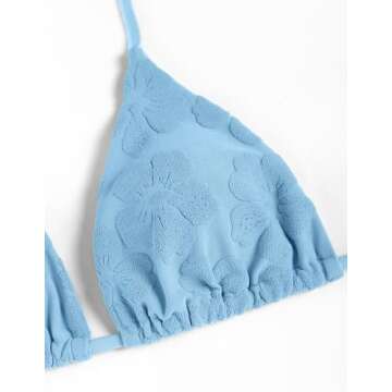 seamoly Womens Two Piece Swimsuit Bikini Sets 2025 Sexy High Cut Cheeky Bathing Suit oweling Jacquard Textured Swimwear Blue XS