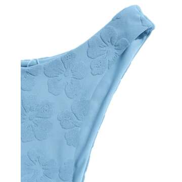 seamoly Womens Two Piece Swimsuit Bikini Sets 2025 Sexy High Cut Cheeky Bathing Suit oweling Jacquard Textured Swimwear Blue XS