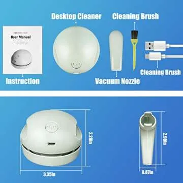 PROZADALAN Desktop Vacuum Cleaner Mini, USB Charging Keyboard Cleaner with Vacuum Nozzle, Detachable and Portable Desk Mini Vacuum, Cordless Mini Desk Vacuum for Cleaning, Dust, Crumbs, Computer