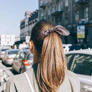 Yaomiao 12 Pieces Bow Hair Scrunchies Bunny Ear Scrunchies for Bow Silk Bowknot Bobbles Elastic Hair Ties Ropes for Women(Satin Silk)