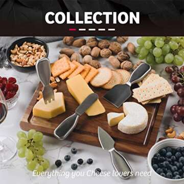 IGNITED 4-Piece Cheese Knife Set, Stainless Steel Cheese Knives for Charcuterie Board, Premium Charcuterie Utensils (Gift-Ready)