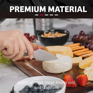 IGNITED 4-Piece Cheese Knife Set, Stainless Steel Cheese Knives for Charcuterie Board, Premium Charcuterie Utensils (Gift-Ready)