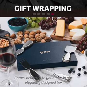 IGNITED 4-Piece Cheese Knife Set, Stainless Steel Cheese Knives for Charcuterie Board, Premium Charcuterie Utensils (Gift-Ready)