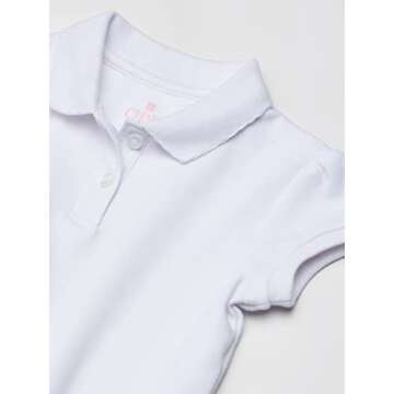Chaps Girls' Toddler School Uniform Short Sleeve Interlock Polo, White, 4T