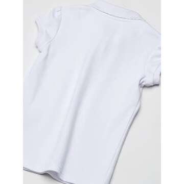 Chaps Girls' Toddler School Uniform Short Sleeve Interlock Polo, White, 4T