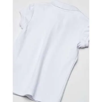 Chaps Girls' Toddler School Uniform Short Sleeve Interlock Polo, White, 4T
