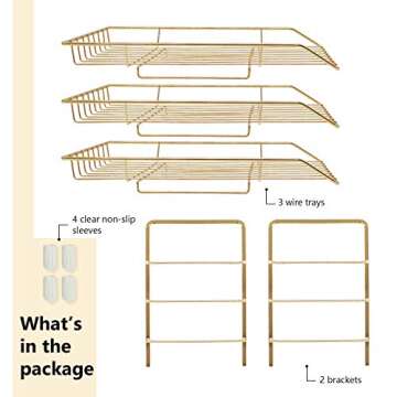 LUCYCAZ 3 Tier Gold Letter Tray Desk Organizer