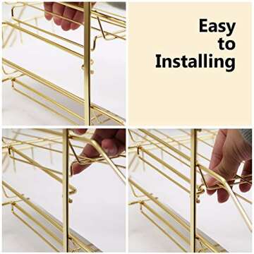 LUCYCAZ 3 Tier Gold Letter Tray Desk Organizer