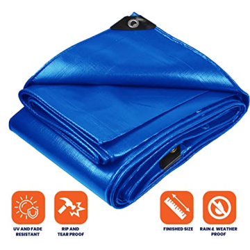 Tarpco Safety Extra Heavy Duty 14 Mil Tarp Cover, Waterproof, UV Resistant, Rip and Tear Proof, Poly...
