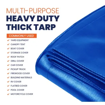 Tarpco Heavy Duty Waterproof Tarp - 20’ x 30’ Blue