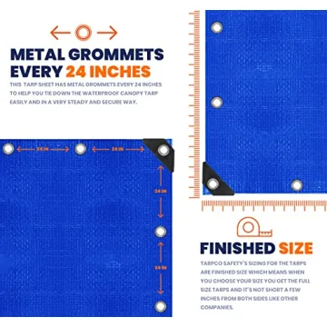 Tarpco Heavy Duty Waterproof Tarp - 20’ x 30’ Blue