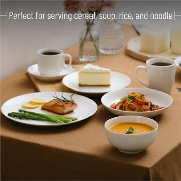 BTaT- White Cereal Bowls, Set of 12, 16 Ounces, Bowls, Cereal Bowl, White Bowls, Small Bowls, White Soup Bowls, Porcelain Bowl, Set of Bowls, White Porcelain Bowls, Deep Bowls