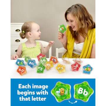 Coogam Starfish Floating Bath Toys, 26pcs Bathtub Alphabet Letters Set, Montessori Educational Water Pool Toy Learning Activities Shower Toy Gift for Preschool Years Old Toddlers