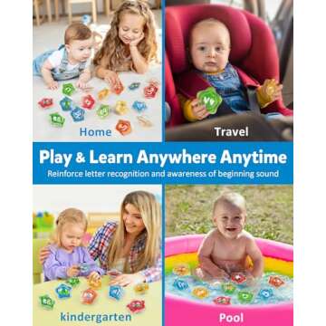 Coogam Starfish Floating Bath Toys, 26pcs Bathtub Alphabet Letters Set, Montessori Educational Water Pool Toy Learning Activities Shower Toy Gift for Preschool Years Old Toddlers