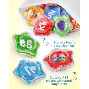 Coogam Starfish Floating Bath Toys, 26pcs Bathtub Alphabet Letters Set, Montessori Educational Water Pool Toy Learning Activities Shower Toy Gift for Preschool Years Old Toddlers