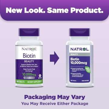 Natrol Beauty Biotin 10,000mcg Vitamins for Beauty, 100 Tablets, 100 Day Supply
