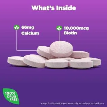 Natrol Beauty Biotin 10,000mcg Vitamins for Beauty, 100 Tablets, 100 Day Supply