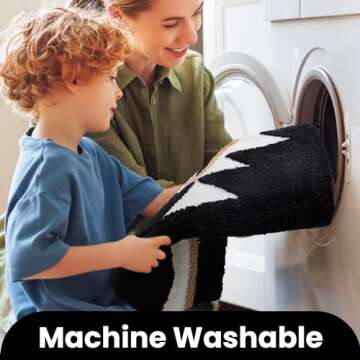 TANVILL Boho Bathroom Rug: Non-Slip Plush Mat 18x24