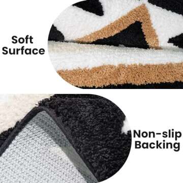 TANVILL Boho Bathroom Rug: Non-Slip Plush Mat 18x24