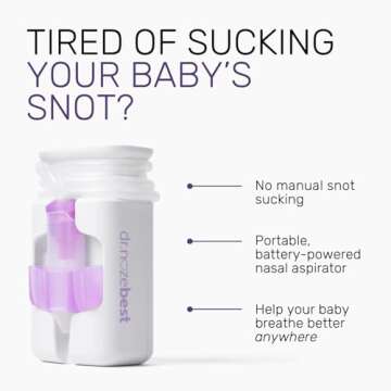 Dr. Noze Best - NozeBot | Electric Baby Nasal Aspirator | Hospital Grade Suction | Nose Sucker and Nasal Vacuum | Safe for Infants and Toddlers (On The Go - Mild Congestion)