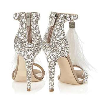 Hinyyrin Women's Rhinestone Heeled Sandals for Weddings