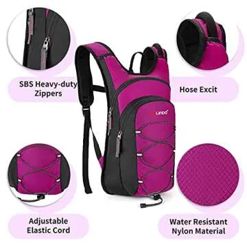 Gelindo Water Backpack Hiking Hydration Pack, Insulated Hydration Backpacks with 2L BPA Free Water Bladder for Men, Women, for Running, Cycling, Camping, Walking, Commuting and Outdoor-Rose