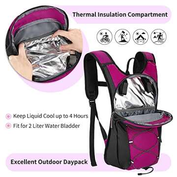 Gelindo Water Backpack Hiking Hydration Pack, Insulated Hydration Backpacks with 2L BPA Free Water Bladder for Men, Women, for Running, Cycling, Camping, Walking, Commuting and Outdoor-Rose