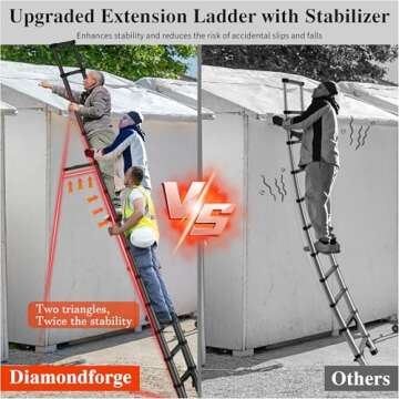 Telescoping Ladder Extension - 12.5 FT Adjustable Aluminum Ladder for Home & Outdoor Use