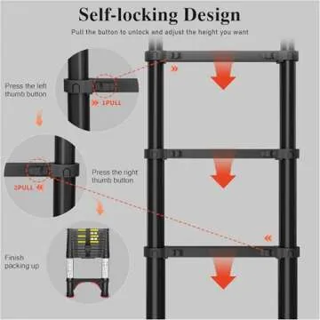 Telescoping Ladder - 12.5 FT with 330 lbs Capacity - Safe & Portable