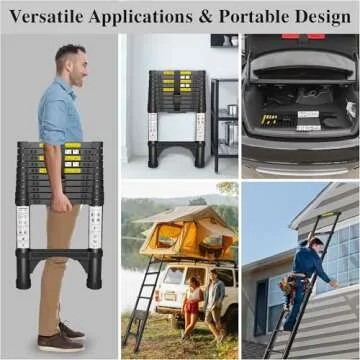Telescoping Ladder - 12.5 FT with 330 lbs Capacity - Safe & Portable